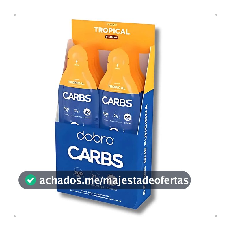 Carbs Gel de Carboidratos Dobro Sabor Tropical com Cafeína (10 sachês de 30g cada)