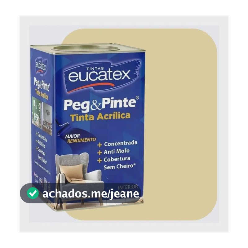 Tinta Peg & Pinte Eucatex Antimofo Sem Cheiro 1 8 L Cores Acabamento Fosco Cor Palha Sertão