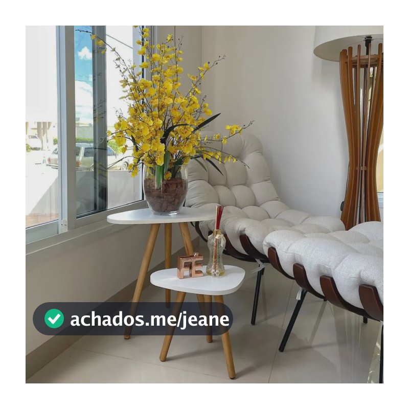 Conjunto De Mesas Decorativas Enfeites Organica Branca Branco
