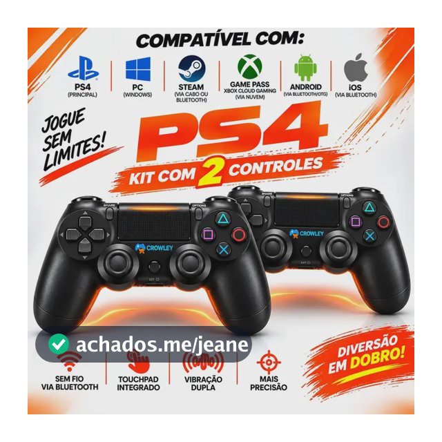 Kit 2 Controles Sem Fio Bluetooth Para Ps4 Videogame Gamepass Steam Tv Smart Gamer Celular Joystick Manete - Crowley
