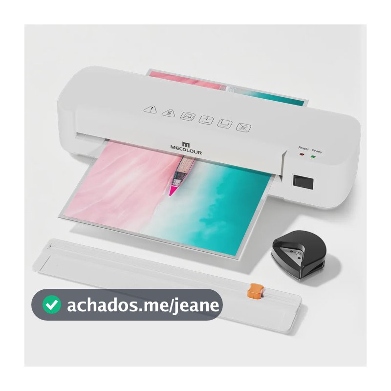 Plastificadora Laminadora A4 Fria E Quente Esquinero Cortador De Papel Kit Completo 10 Plastico A5 Mecolour
