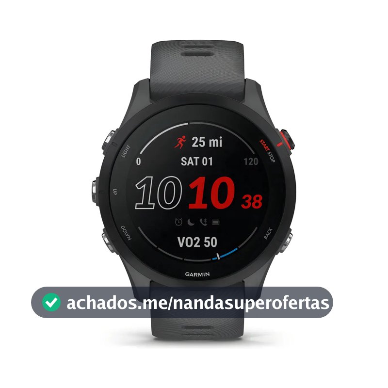 Smartwatch Garmin Forerunner 255 GPS com Monitor Cardíaco e Caixa de 46 mm Cinza Ardósia