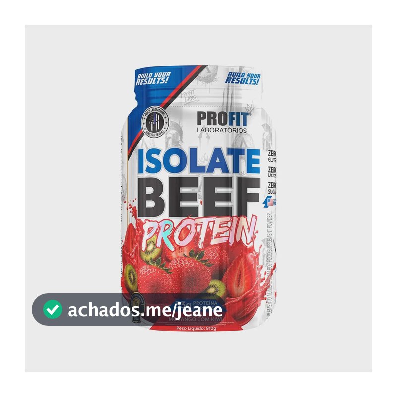 Whey Isolate Beef Protein Proteína da Carne Morango Com kiwi 910g Profit Labs