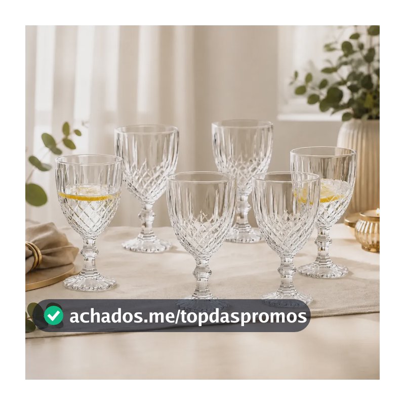 Jogo 6 Taças De Vidro Greek 340 Ml Gamma Transparente P/mesa Transparente
