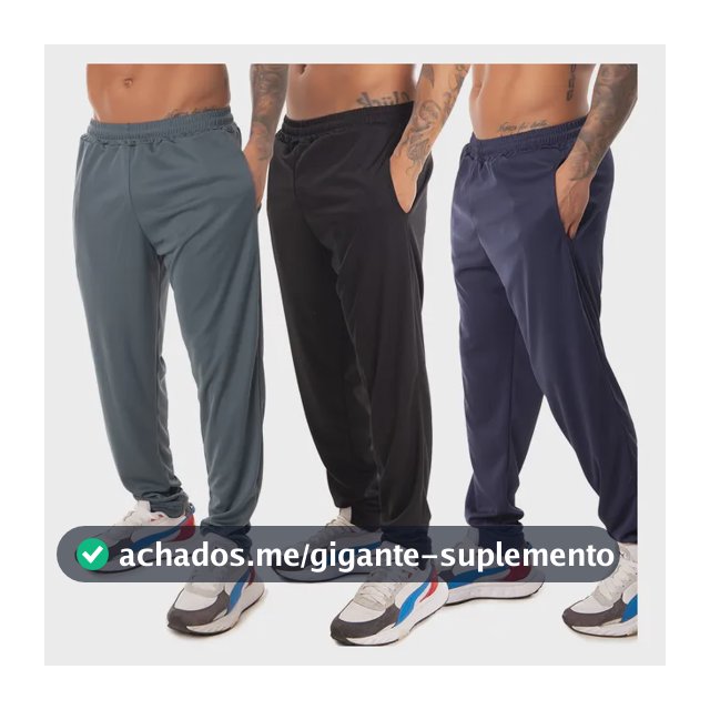 Kit 3 Calça Esportiva Elastano Academia Masculina Treino