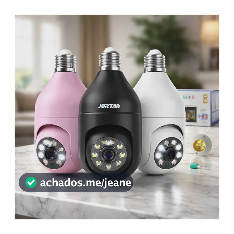 Câmera Lampada Espia Wi-fi Giro 360 Graus Noturna Colorida Cor Branco