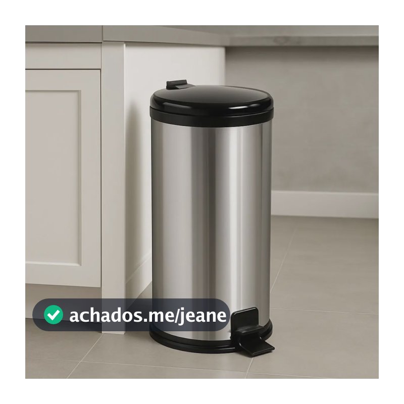 Lixeira Inox 15l Pedal Tampa Antiodor Cozinha Banheiro Preta Tattoo Style