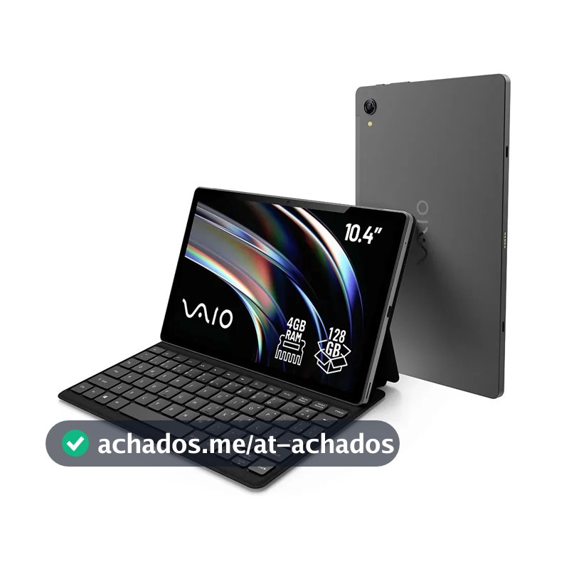 Tablet VAIO TL10 4GB RAM 128GB Octa-Core, Tela 10.4” 2K, 4G WiFi Dual Band, Câmera 8MP + Selfie 5MP, 7000mAh, Android 16, com Teclado Magnético de Conexão Inteligente – Preto