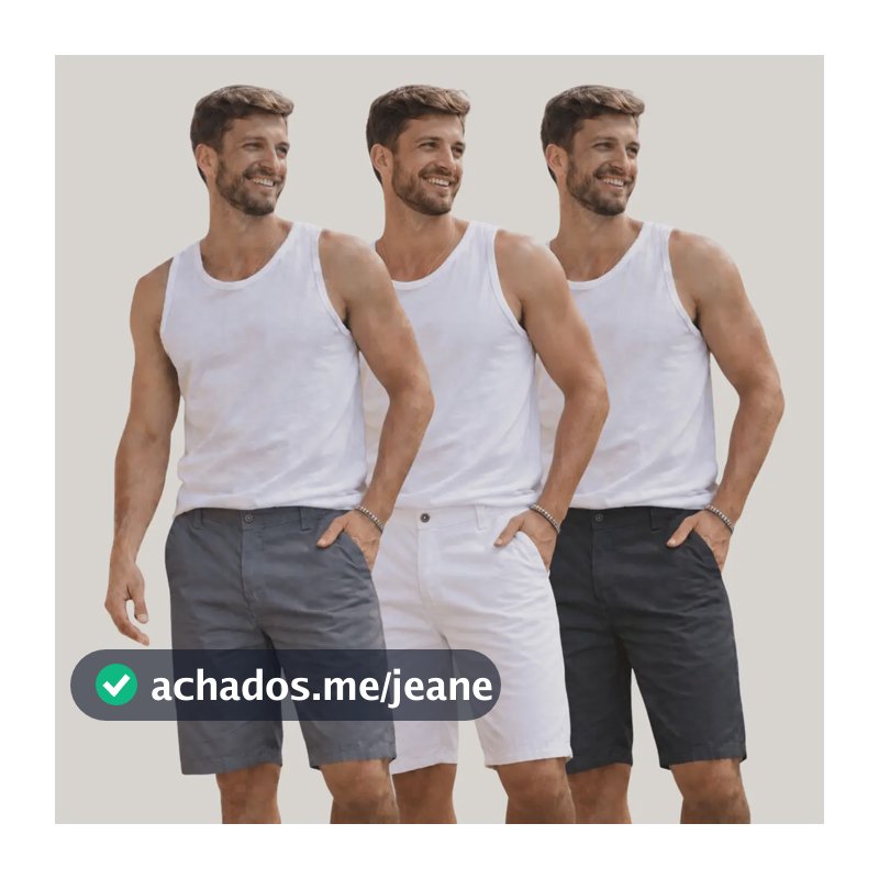 Kit 3 Bermuda Sarja 100% Algodão Short Leve Masculina Casual