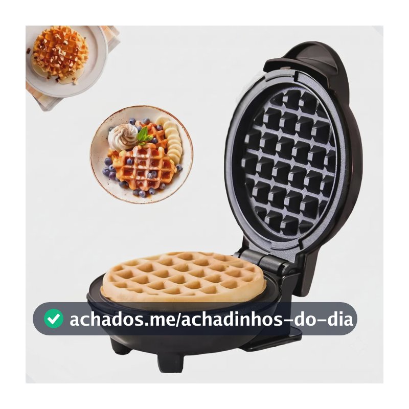 Máquina De Fazer Waffle Mini Grill Panqueca Elétrica Preta 220alinea