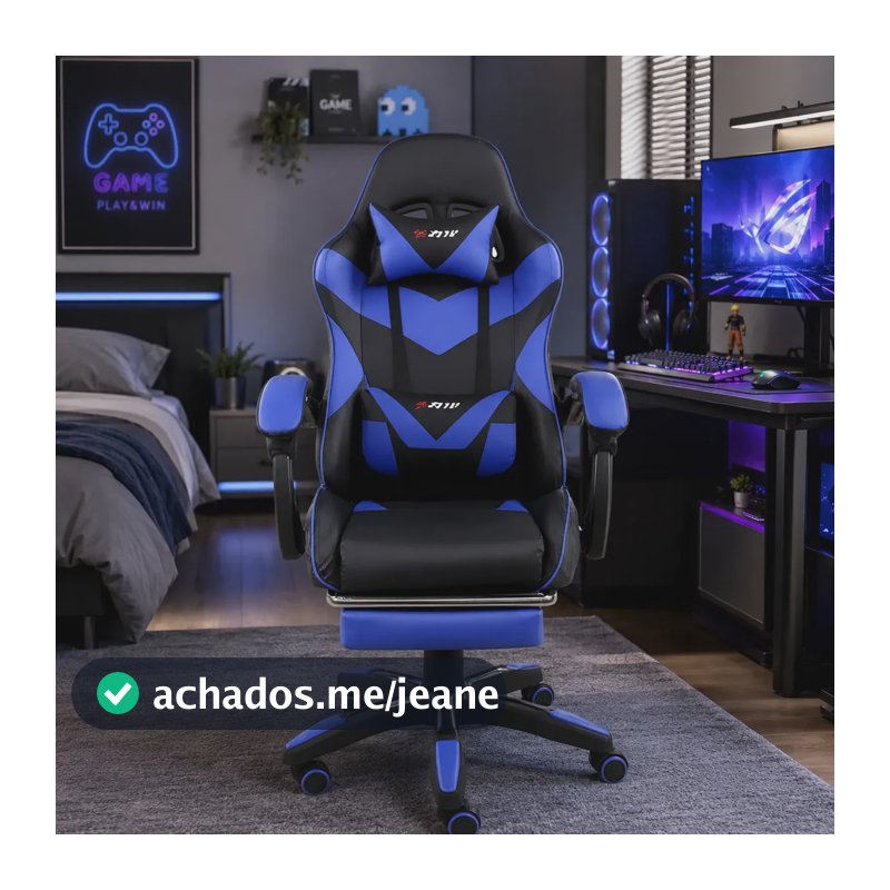 Cadeira Gamer X-ray Ergonomica Estofado De Couro Sintético Cor Azul
