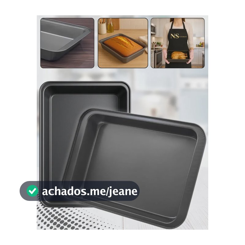 Assadeira Antiaderente Retangular Grande Funda Travesssa Forma Antiaderente Prática Para Assar Frango Carne Forma Bolo Doces Assadeiras Bolo Resistente Teflon 43x28cm Preto