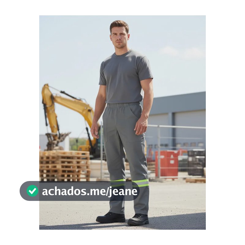 Calça De Brim Uniforme Profissional Com Faixa Refletiva
