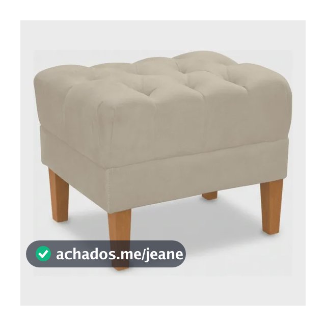 Puff Decorativo Capitonê Retangular Para Quarto Moderno Bege