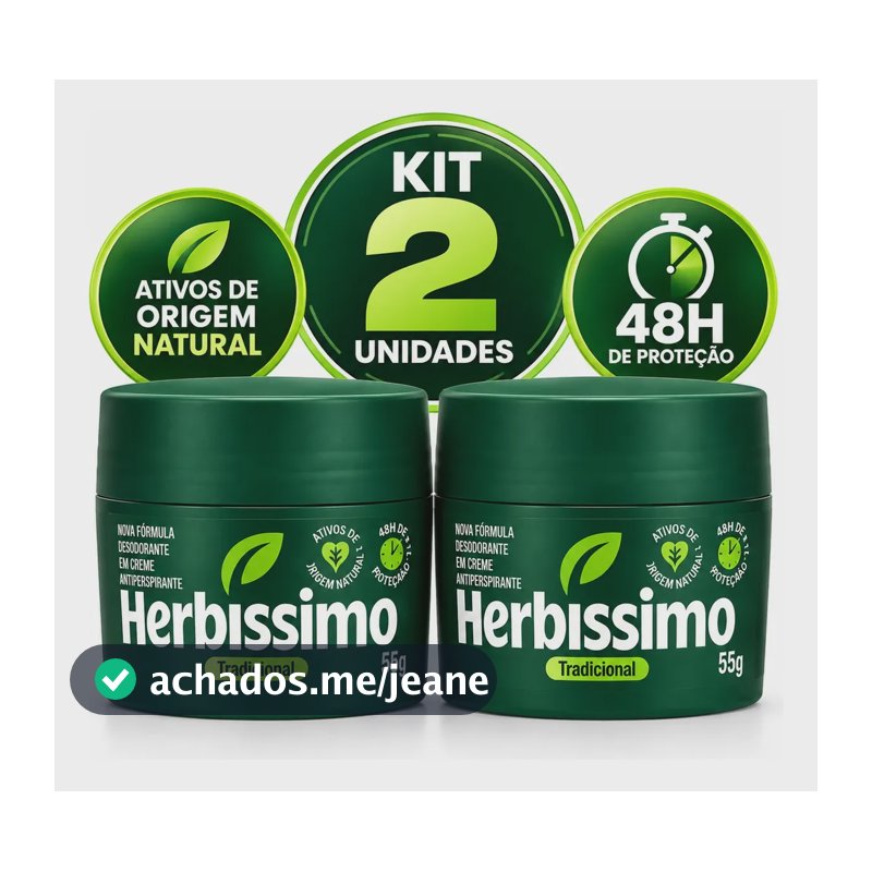 Kit 2 Desodorante Creme Herbíssimo Tradicional 55g Tradicional/notas Herbais