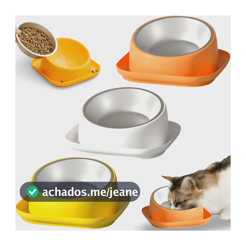 Comedouro Tigela Inox Caes Cachorros Gatos Pet Anti Formiga Cor Laranja Manual