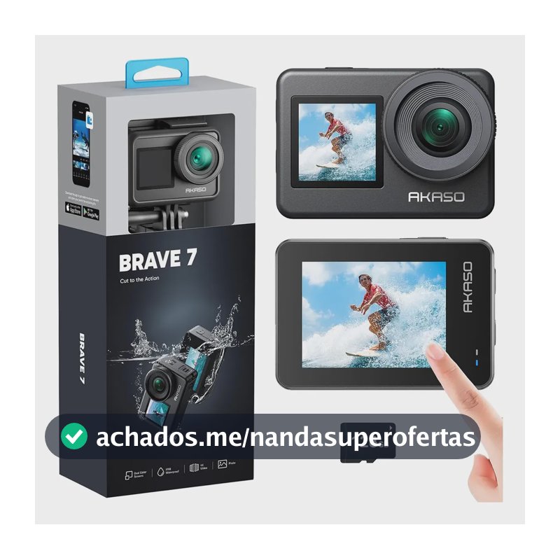 Câmera Ação Akaso Brave 7 4k,ipx8 Com Eis,controle Por Voz Akaso Brave 7+sd 128g