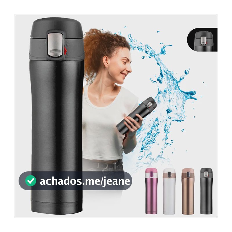 Garrafa Térmica 500ml Bebidas Quentes E Frias Cor Preto Portátil Isolamento De Aço Inoxidável 304 Térmico Antiderrapante
