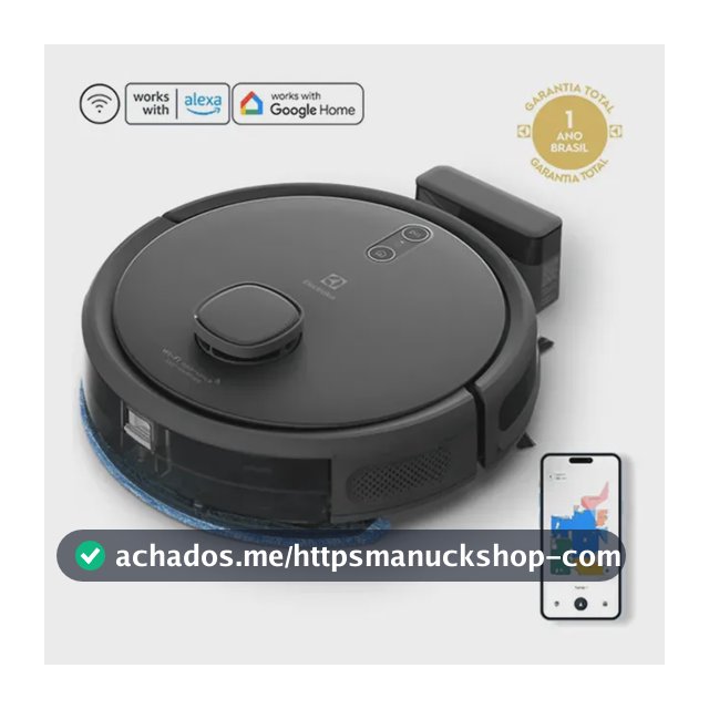 Robô Aspirador de pó 4 em 1 Electrolux Wi-Fi MOP Passa Pano Seco e Úmido até 1h40 de Bateria App Mapeamento Laser Inteligente Alexa e Conectividade Google Home Experience sensor Antiqueda ERB60 Bivolt