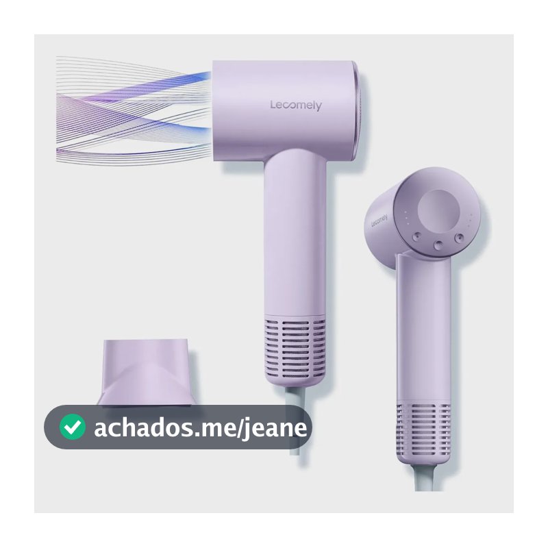 Secador de Cabelo Profissional com Íons Negativos Lecomely S4AT 1200W de Viagem, Bivolt Automático, Alta Velocidade 110.000 RPM, Secagem 5X Mais Rápida, 310 g, Violeta