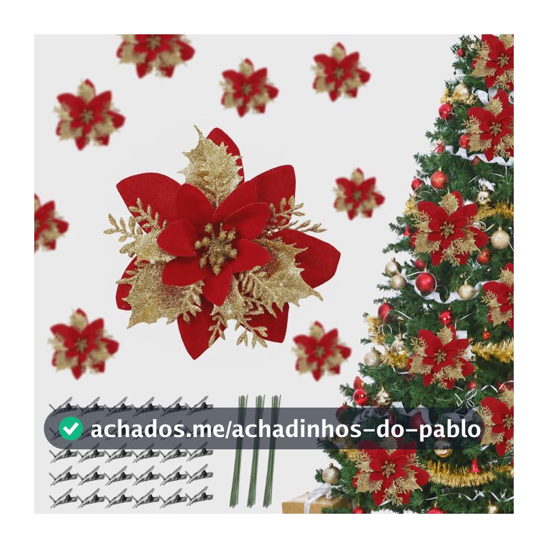 Kit 30 Flores Artificial Enfeite De Natal Árvore Decoração Terracota