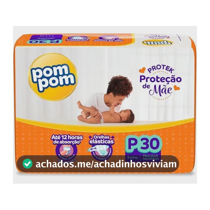 Fralda Pom Pom Protek P para Bebês de 3 a 6 kg