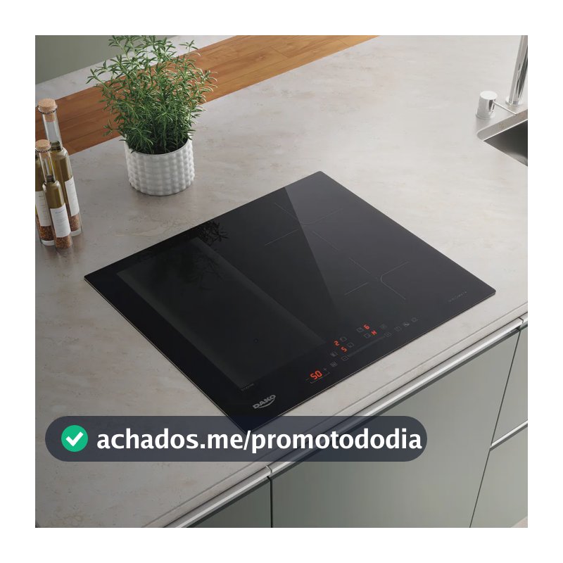 Cooktop De Indução 4 Bocas Dako Diplomata com Zona Flexível e Função Turbo Preto