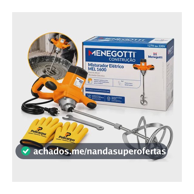 Misturador Tinta Gesso E Argamassa Elétrico 1600w Menegotti