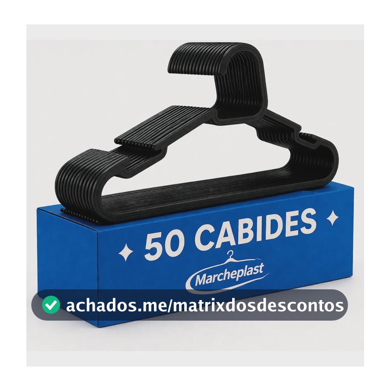 Kit 50 Cabide Adulto Preto Organizador Roupa Reforçado