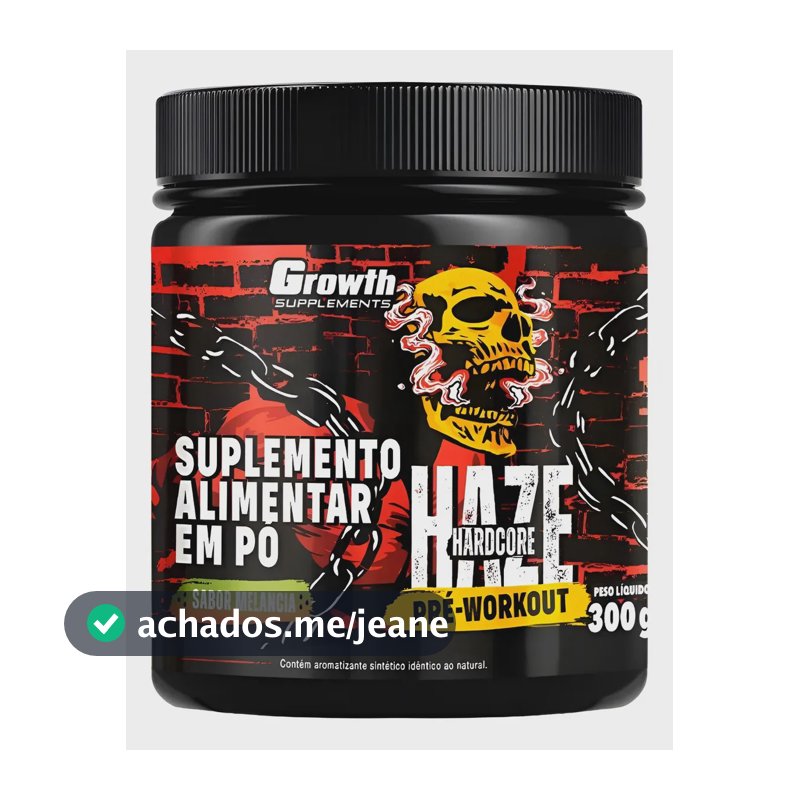 Pré Treino Haze Hardcore Em Pó 300g - Growth Suplementos Sabor Melancia