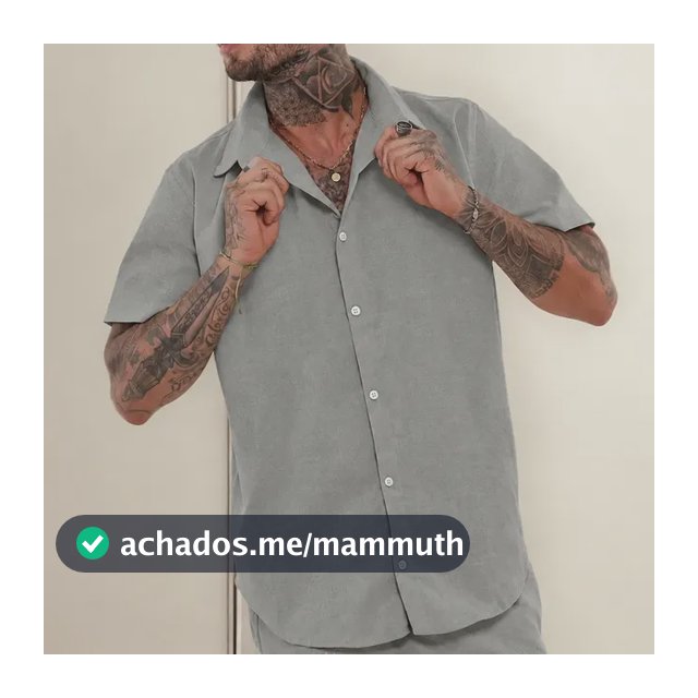 Camisa Linho Masculino Social Slim Manga Curta Lisa Botões