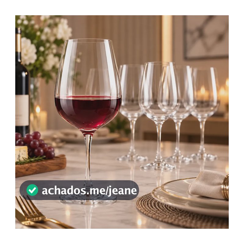 Jogo 6 Taças Vinho Tinto Titanium Premium 615ml Luxo Vidro Cristal