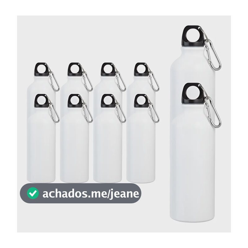 Kit 10 Garrafa Squeeze Água 500ml Academia Treino Trava Alça Cor Branco Sublimação