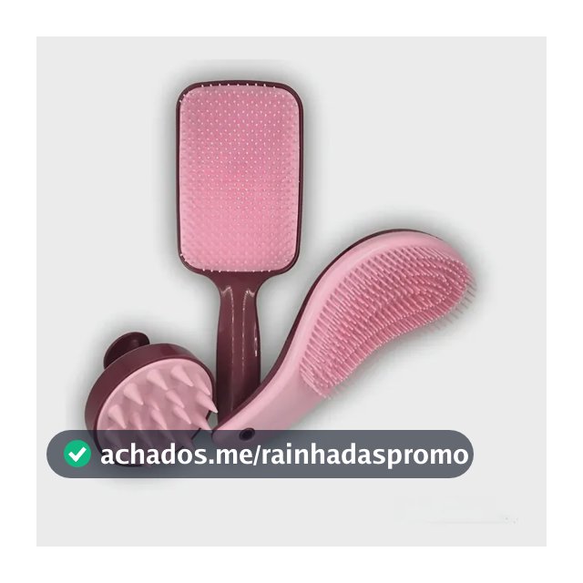 Kit Escovas Trio Raquete Flex, Escova Mágica E Escova Massag Cor Açaí/Rosa Bebê