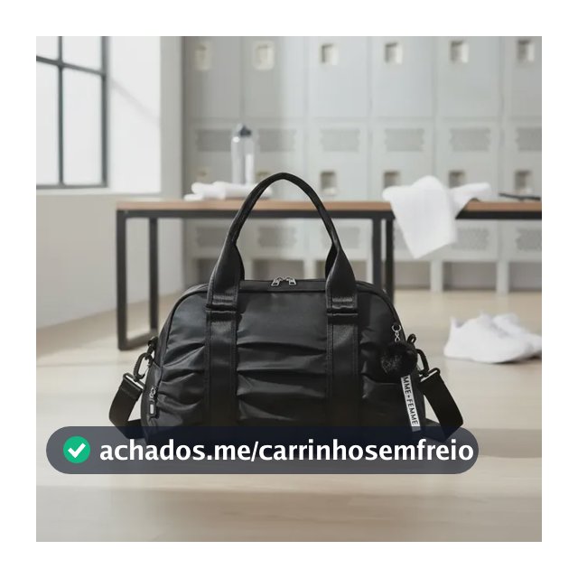 Bolsa Feminina Esportiva Transversal Blogueira Fitness Para Academia Com Chaveiro Pompom Cor Preta