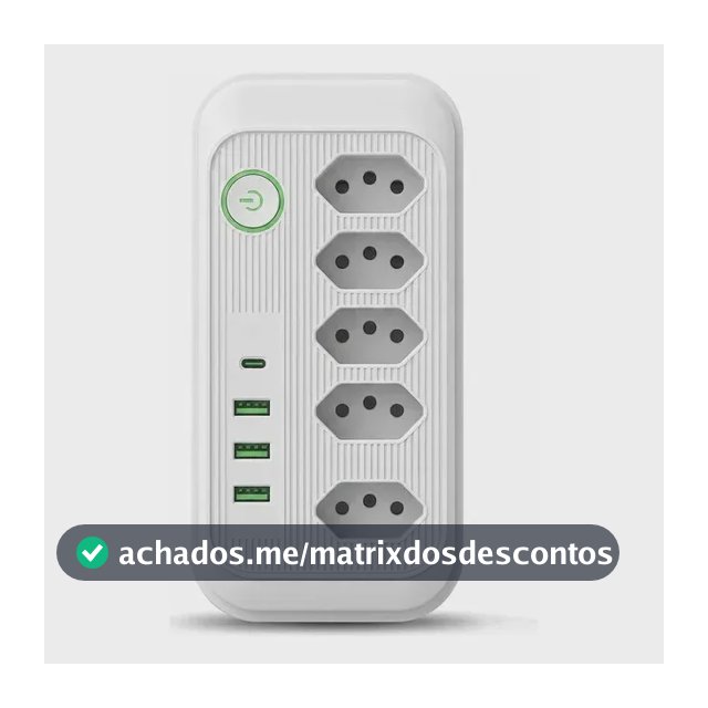 Extensão Elétrica Tomadas Usb Type-c Bivolt Filtro De Linha Branco Jxb95+3+1