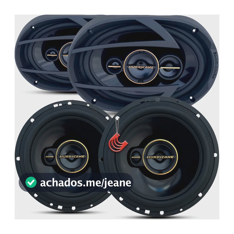 Kit Fácil Falante 6x9 Pol + 6 Pol 380w Linha Aurum Hurricane Preto