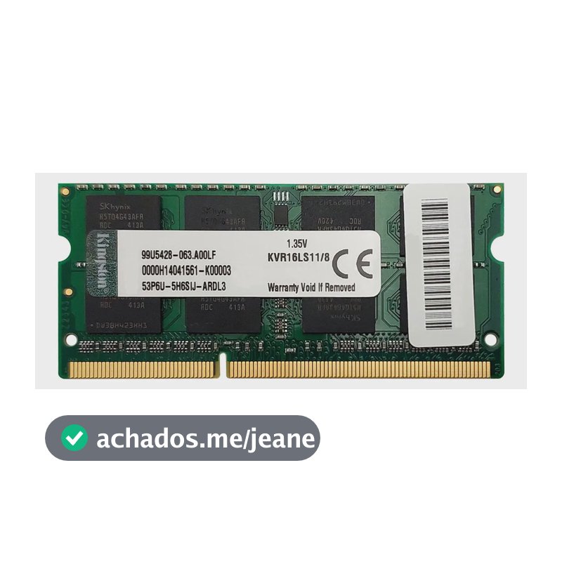 Memória Para Notebook 8gb Kingston, Ddr3l, 1600mhz, Cl11