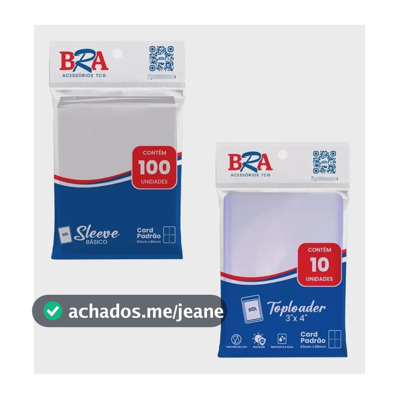 100 Sleeve + 10 Toploader Bra Para Pokemon, Magic E Outros Transparente
