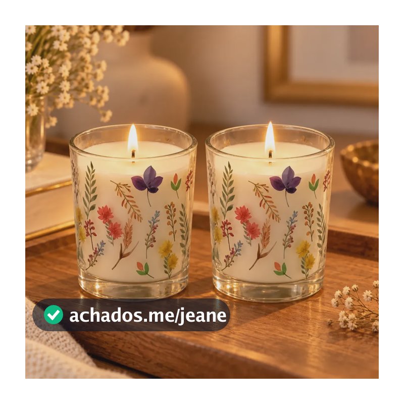 Kit 2 Velas Perfumadas Aromáticas 100g Decoração Floral Floral