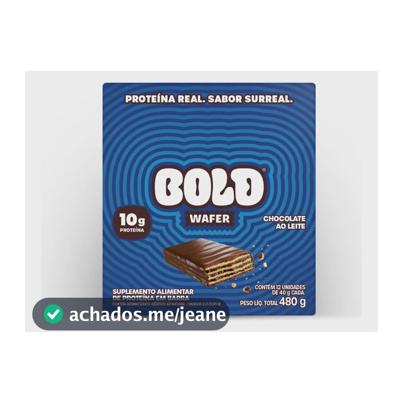 Wafer Bold Snacks Plano 10g Proteína 12 Unid De 40 G (480g) Chocolate Ao Leite