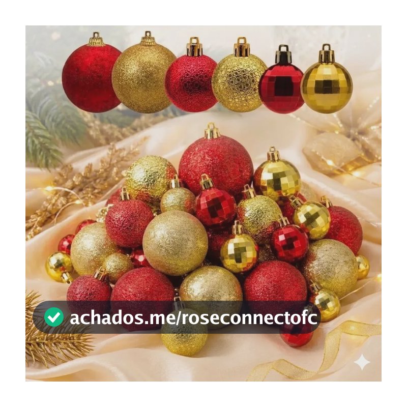 Kit 42 Bolas De Natal 3, 4 E 5cm Vermelho Dourado Enfeites 00 - Misto Vm/dr - Globo/boreal/gliter