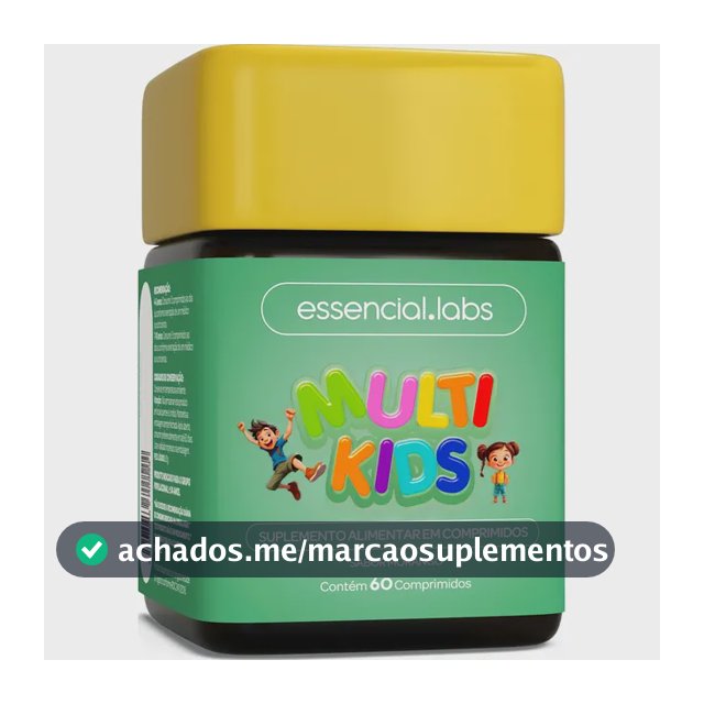 MULTIVITAMÍNICO de A a Zinco KIDS / INFANTIL Sabor Morango - Fórmula Exclusiva com Máxima Concentração e Pureza - 60 Comprimidos Mastigáveis