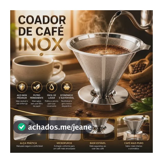 Coador De Café Inox 103 Com Filtro Permanente Reutilizável Aço Inox Premium Durável Fácil De Lavar Passador De Café Grande Sem Papel Para Café Tradicional Gourmet Pétalas Douradas