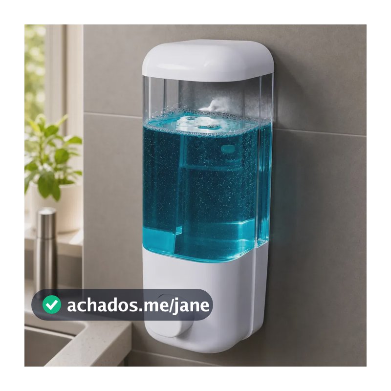 Dispenser de Sabonete Líquido 500mL de Parede Branco com Visor Transparente
