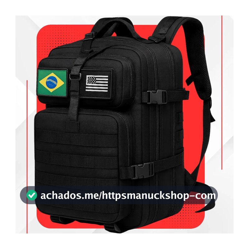 Mochila Tática Impermeável Militar Reforçada Grande 50 Litros Masculina Feminina Anne Preto