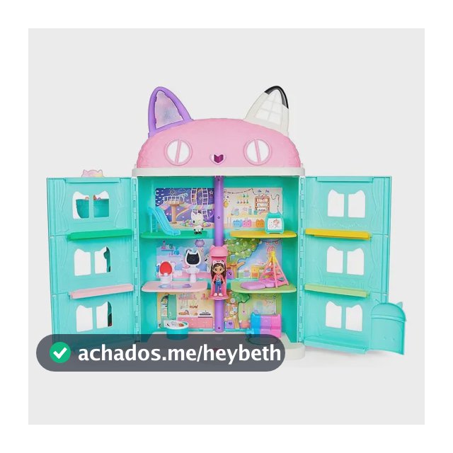Casinha de Boneca Sunny Gabby’s Dollhouse Azul-Turquesa Com Figura e Sons