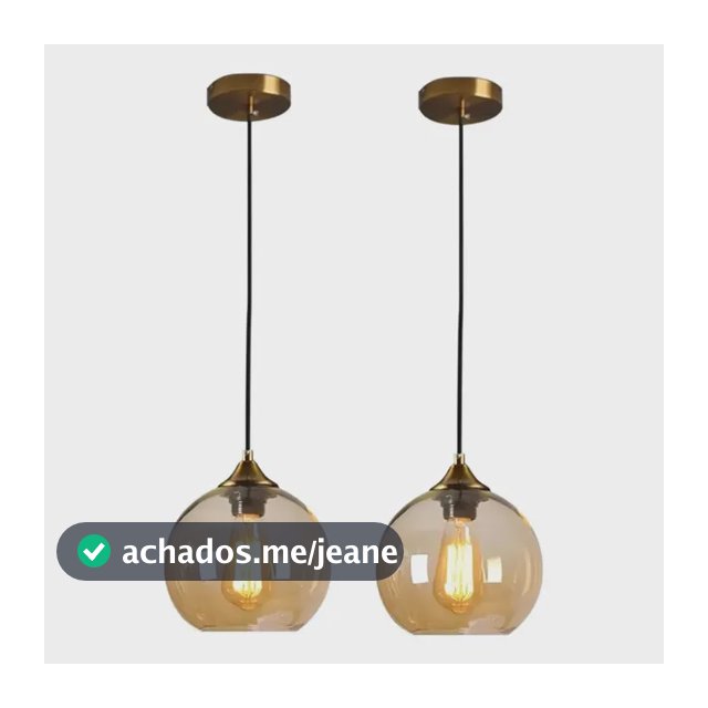 Kit 2 Pendentes De Vidro Cupula Base Moderna Dourado Bivolt Dourado