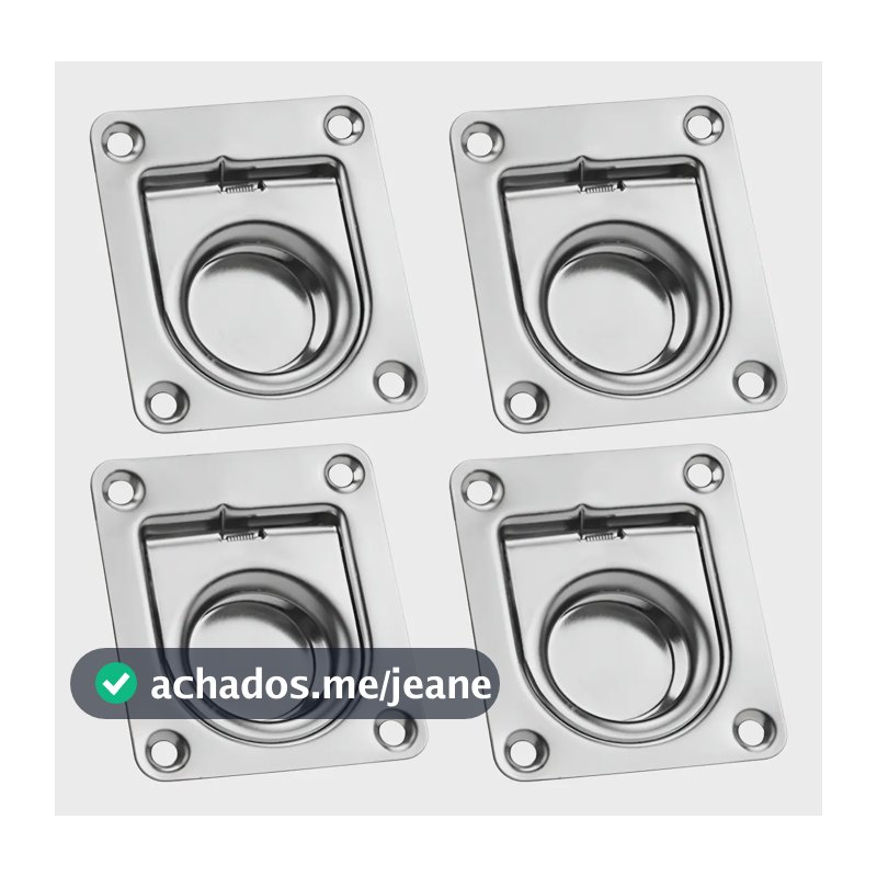 Kit 4 Puxador De Tampa Em Aço Inox 65 X 55 Mm Para Barcos