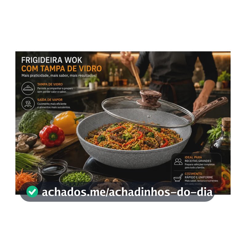 Frigideira Wok Antiaderente Cerâmica 28cm 4L com Tampa de Vidro Indução Gás Elétrico Vitrocerâmico Cook Cerâmica granito cinza